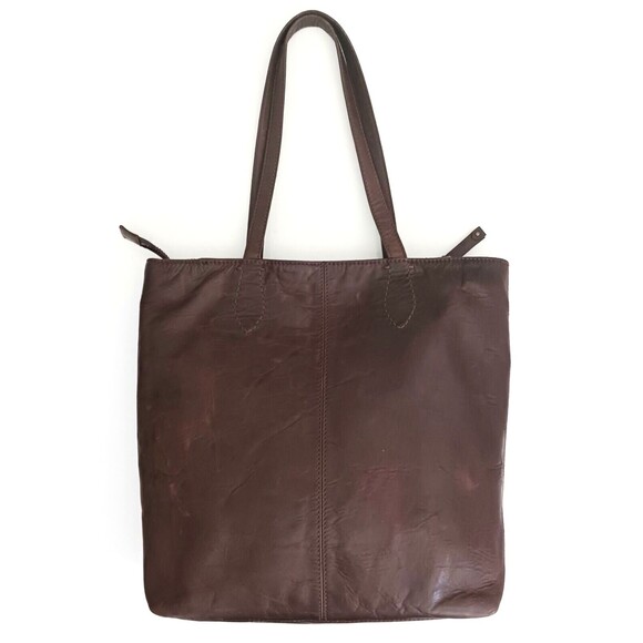 FRYE Melissa Collection Lg Dark Brown Leather Tote Bag Padded Divider Pockets - Picture 7 of 14